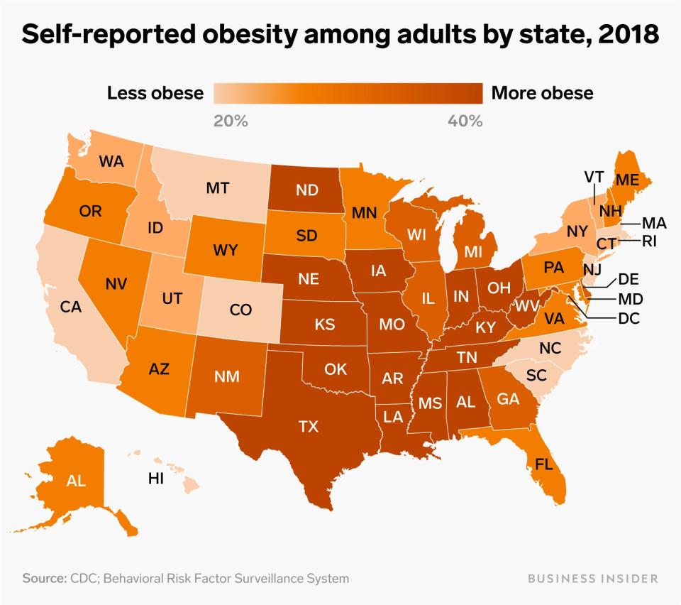 obesity rates map 2018