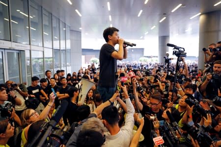 Demonstration demanding Hong Kong's leaders to step down and withdraw the extradition bill, in Hong Kong