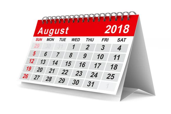 An August 2018 calendar