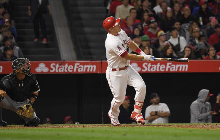 Mike Trout continues to do amazing things at the plate. (AP Photo)