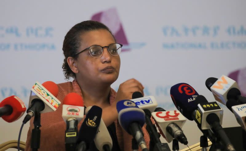 National Electoral Board of Ethiopia Chairperson, Birtukan Mideksa attends a news conference, in Addis Ababa