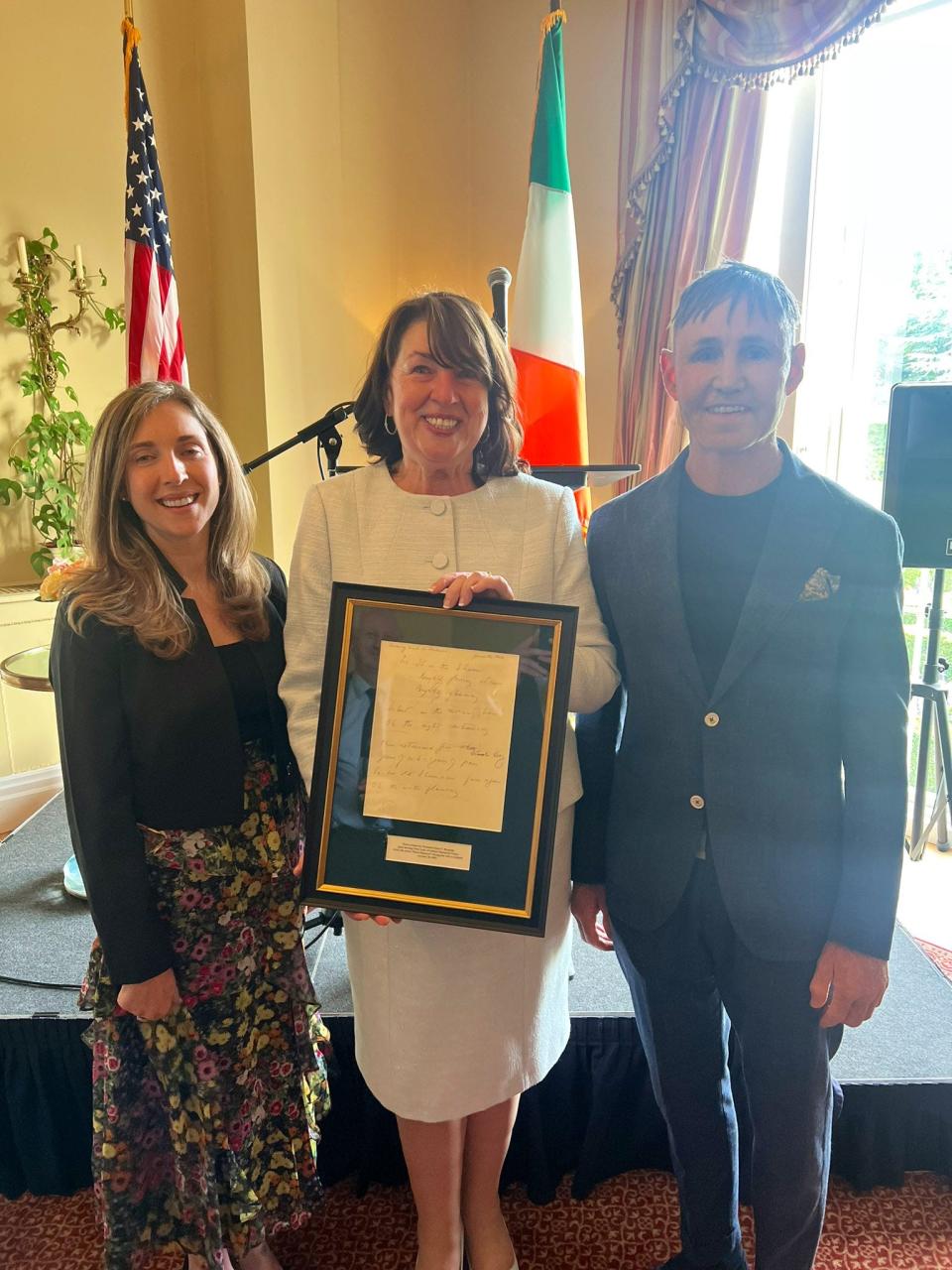 Stephen Kennedy Smith, JFK's nephew, poses with US Ambassador to Ireland Claire Cronin