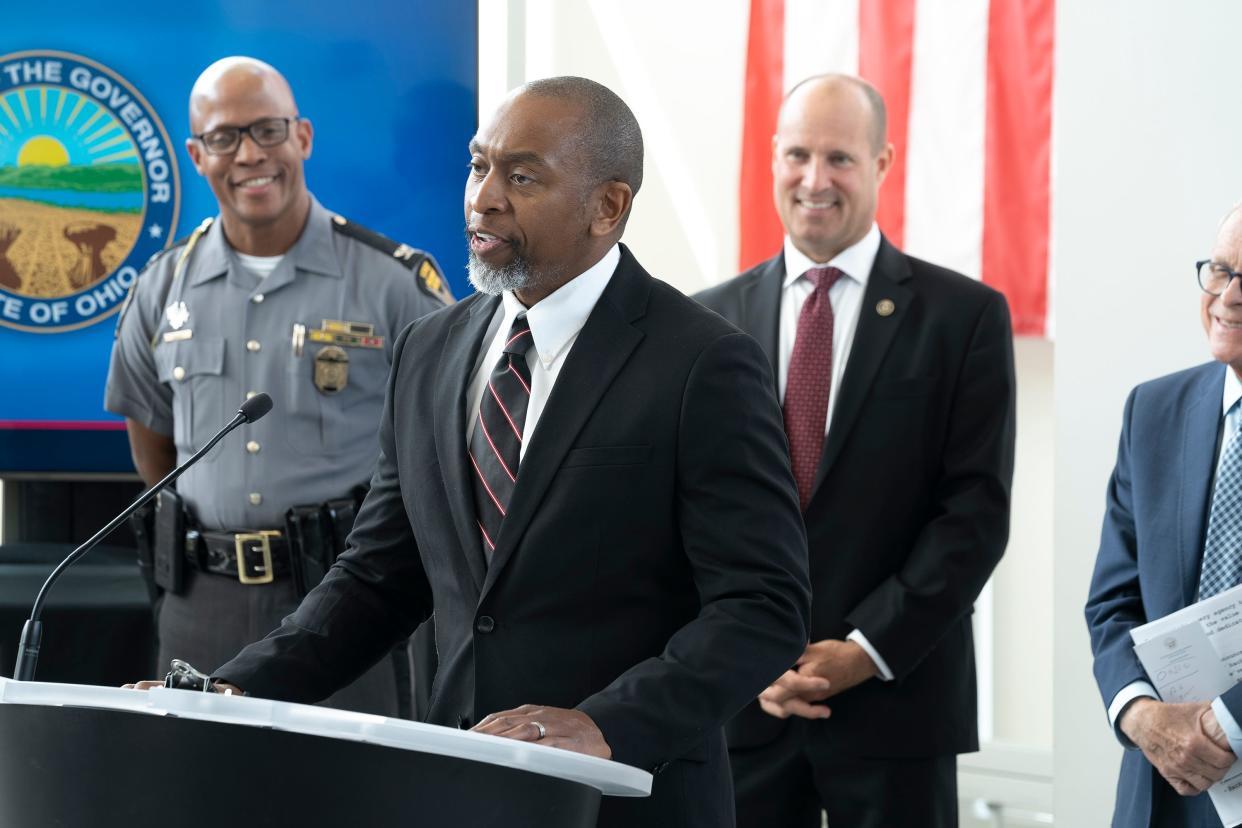 Franklin County Prosecutor Gary Tyack has made his Deputy Chief Legal Counsel Anthony Pierson the face of the office since Pierson came on in May. Tyack is endorsing fellow Democrat Pierson to replace him as prosecutor in the 2024 election. Pierson is seen here in September speaking at a press conference about a new joint-initiative for tracking guns used in crimes where Columbus Mayor Andrew Ginther, Gov. Mike DeWine and other officials spoke. Tyack did not attend.