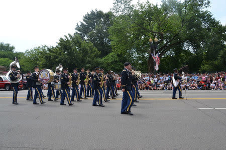 The District of Columbia National Guard 257th Army Band marches in the Independence Day Parade along Constitution Avenue in Washington, DC, U.S., July 4, 2017. Picture taken July 4, 2017. Gigail Cureton/DC National Guard/Handout via REUTERS