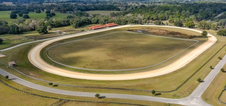 This aerial photo shows the race track at the former Ocala Jockey Club in northwest Marion County, about a mile west of Interstate 75 off County Road 318.