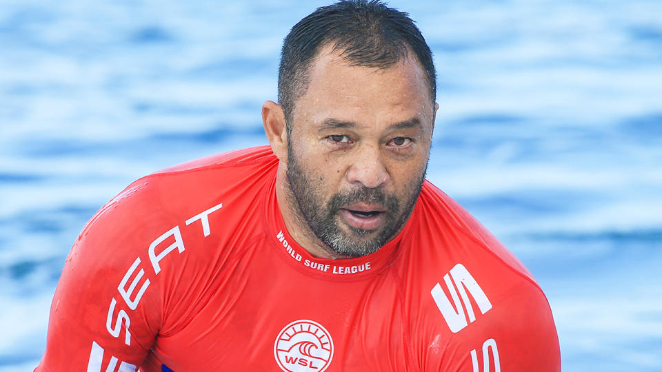 Sunny Garcia, pictured during a 2018 Masters surfing event, has been recovering from an attempt to take his own life in 2019.