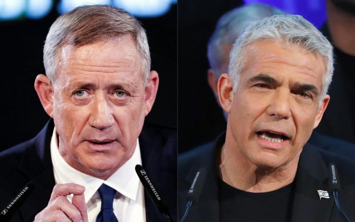 Former Israeli chief of staff, Benny Gantz, and Yair Lapid, chairman of Israel's