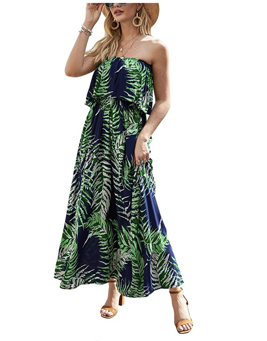 24) Women's Strapless Palm Dress