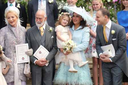 Princess Michael of Kent, Prince Michael of Kent, Sophie Winkleman and Lord Frederick Windsor after the wedding of Lady Gabriella Windsor and Mr Thomas Kingston at St George's Chapel, in Windsor Castle, near London, Britain May 18, 2019. Chris Jackson/Pool via REUTERS