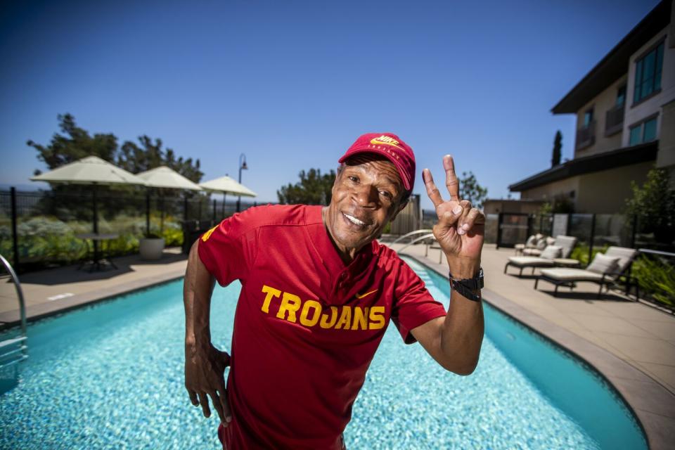 USC Heisman winner Charles White shows his Trojans spirit.