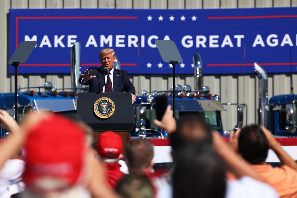 Donald Trump speaks at a campaign rally in Old Forge, Pennsylvania (Getty Images)