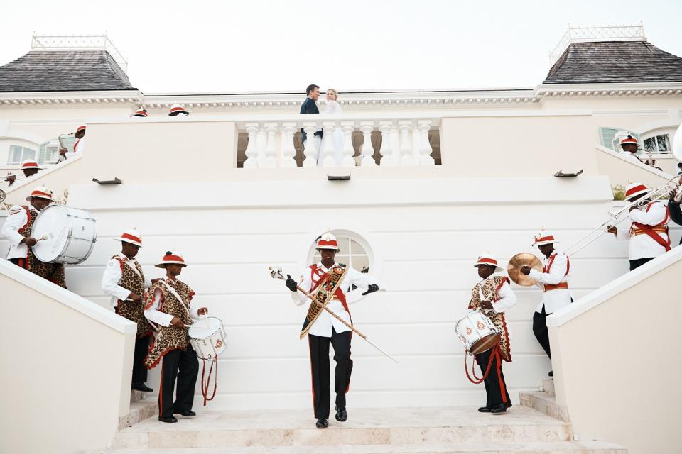 Just before sunset, my father-in-law Ron welcomed our guests with a touching speech on the terrace. At the conclusion of his toast the Royal Bahamas Police Force Band cascaded down the stairs and surprised guests with a performance.