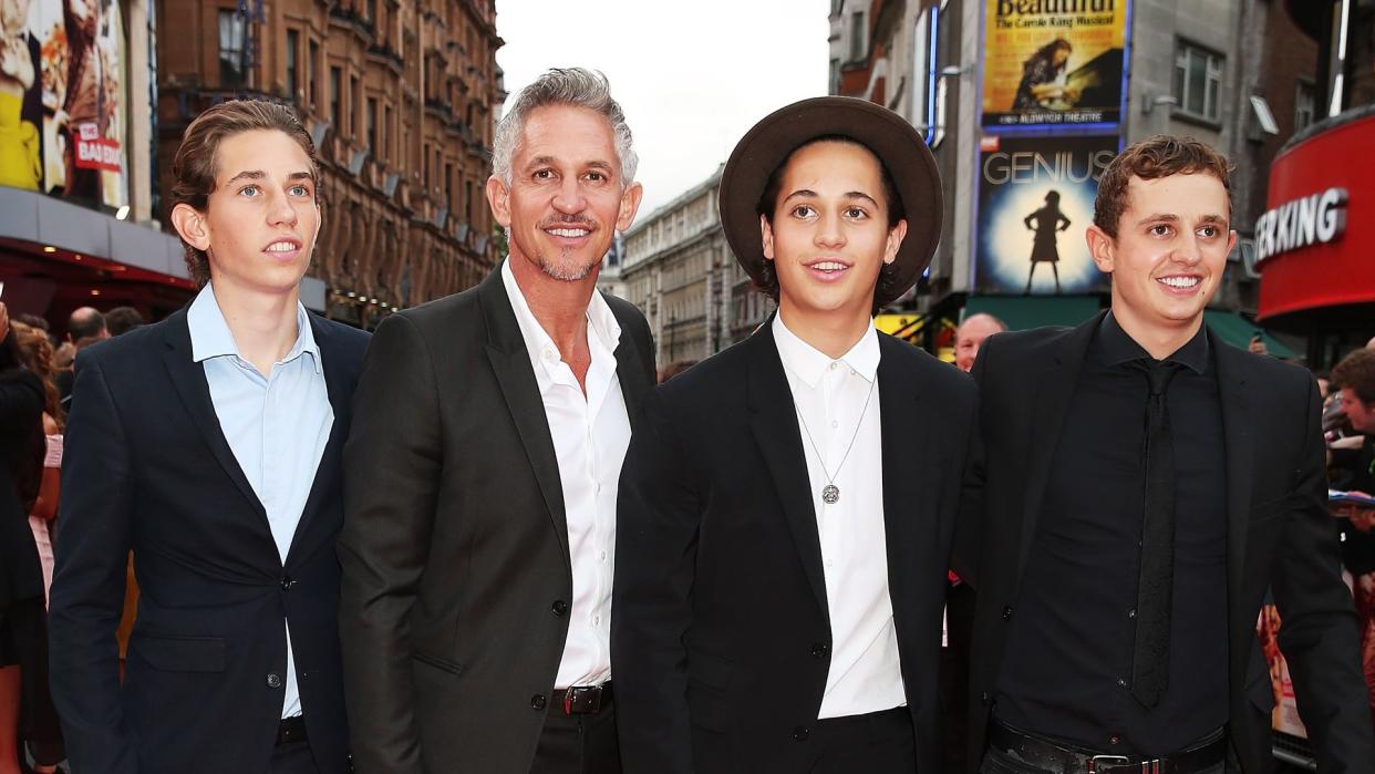 Gary Lineker with sons Angus, Tobias and George