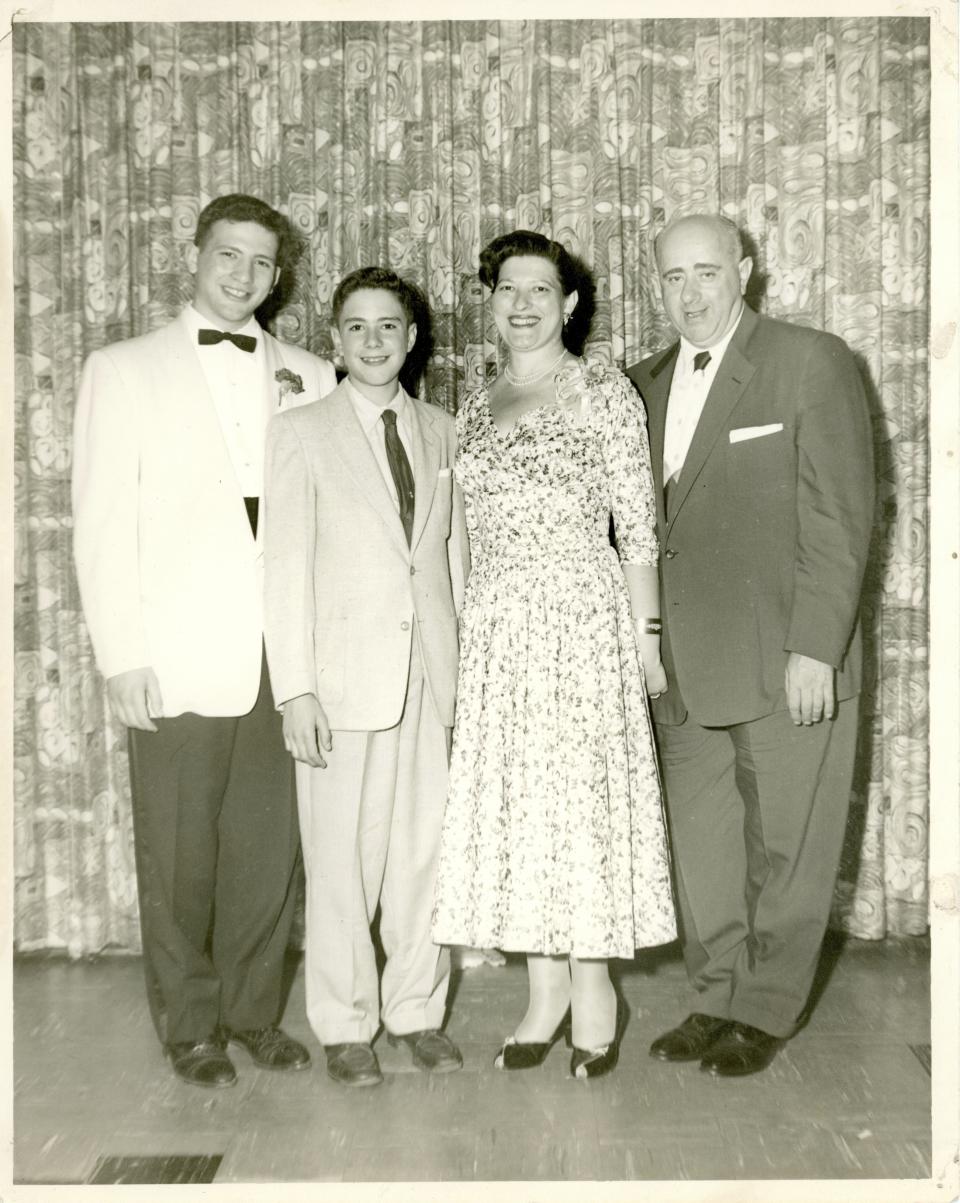 This undated photo provided by the Bernie Sanders campaign in July 2019 shows him, second from left, with his brother, Larry; mother, Dorothy; and father, Eli. A Polish immigrant who came to New York, Eli Sanders became a paint salesman and always had work. But to manage the household on his modest paychecks, Dorothy Sanders, a homemaker raised in the Bronx borough of New York, became an uncompromising scrimper and bargain hunter. The senator, who describes his family as “lower middle class,” has recalled being scolded for bringing home groceries from a nearby store, rather than one farther away with lower prices. (Bernie Sanders campaign via AP)