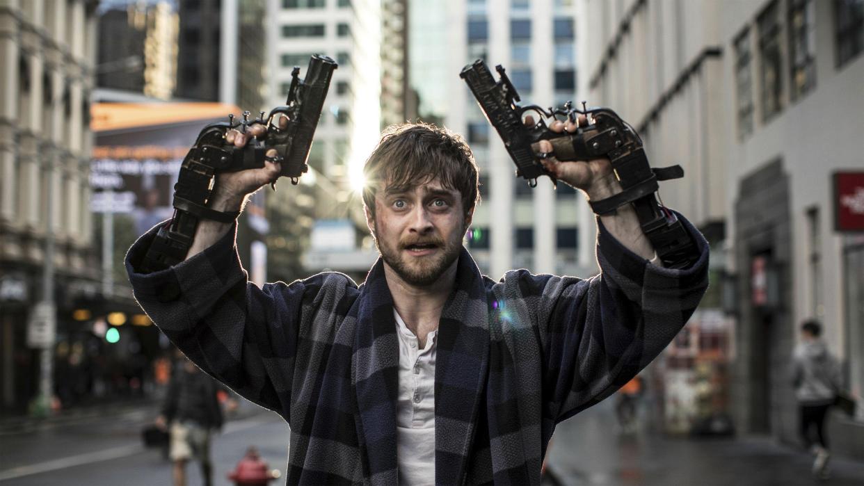Daniel Radcliffe had firearms bolted to his hands in the ludicrous Guns Akimbo. (Altitude/Alamy)