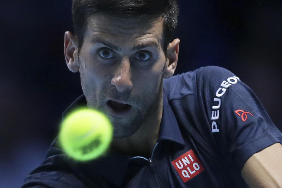 Djokovic plays a return