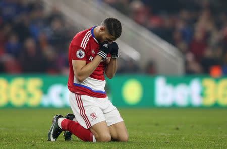 Britain Soccer Football - Middlesbrough v West Ham United - Premier League - The Riverside Stadium - 21/1/17 Middlesbrough's Rudy Gestede Reuters / Scott Heppell Livepic