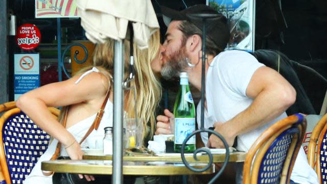 It appears Chris Pine may be off the market. The 34-year-old <em>Into the Woods </em>star was snapped kissing <em> Vanderpump Rules</em> star Vail Bloom while out to lunch on Sunday at Cafe Midi in Los Angeles, Calif. As you can see, the two looked anything but platonic. FameFlynet <strong>PHOTOS: They Dated?! Surprising Celebrity Hookups</strong> Before their PDA-packed meal, Chris -- rocking a serious beard and dressed down in a simple white t-shirt, jeans and flip-flops -- and Vail also did some shopping at American Rag. Vail, 32, is a hostess at <em>Real Housewives of Beverly Hills</em> star Lisa Vanderpump's trendy West Hollywood restaurant SUR. She's also an actress, best known for her role as Heather Stevens on <em>The Young and the Restless. </em> However, she's not the only reality star Chris has reportedly dated. He was linked to <em>The Hills</em> star Audrina Patridge in 2009. <strong>WATCH: A Very Single Chris Pine Serenades One of His Biggest Fans With Frank Sinatra</strong> ET caught up with Chris in December, when he admitted to being nervous to show off his singing skills for <em>Into the Woods</em>. Watch below!