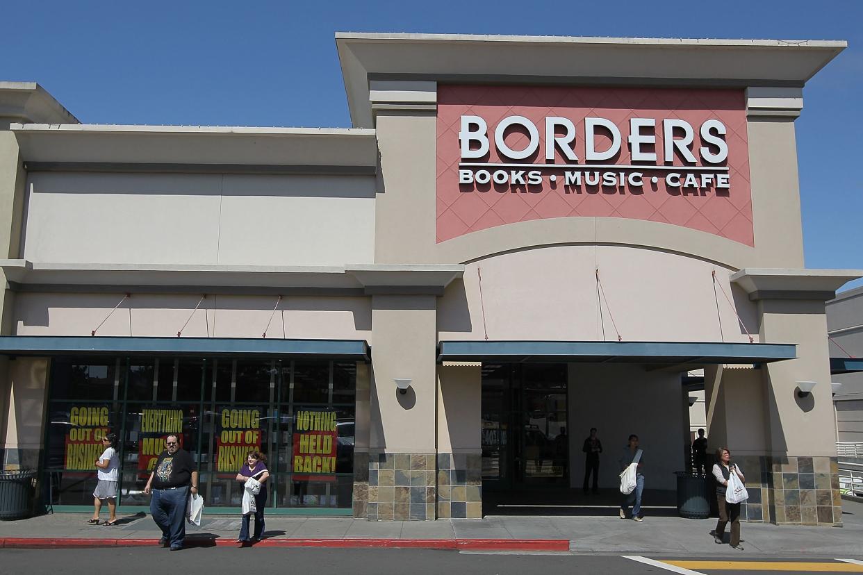 Customers walk out of a Borders Bookstore on July 22, 2011 in San Francisco, California.