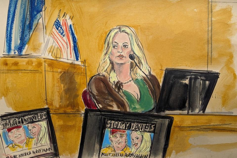 Trump’s lawyer said Daniels’ career in pornography made her story about her affair with Trump less believable. Elizabeth Williams via AP