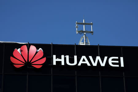 The Huawei logo is pictured outside their research facility in Ottawa, Ontario, Canada, February 14, 2019. REUTERS/Chris Wattie