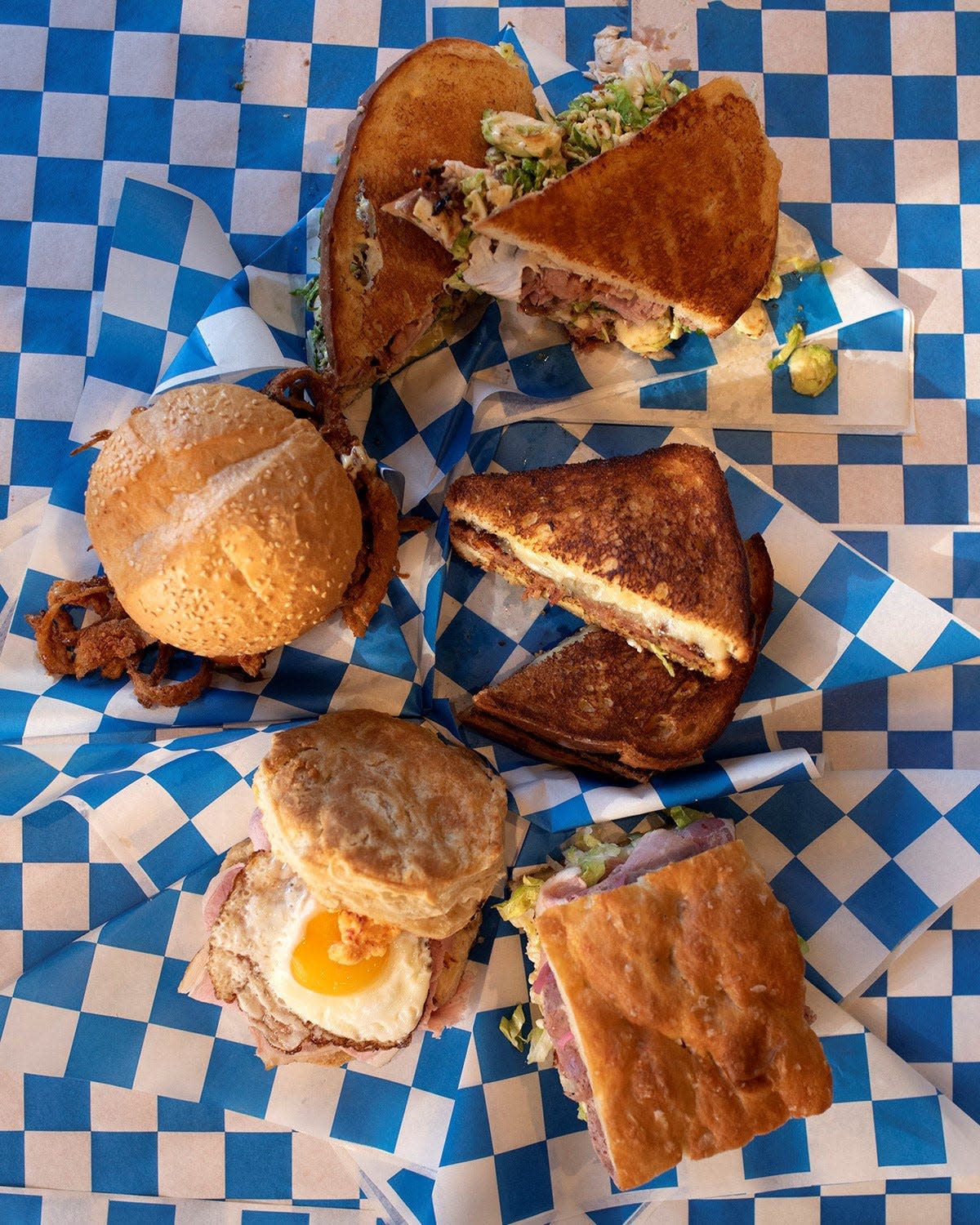 An assortment of breakfast sandwiches from Young Buck Deli.