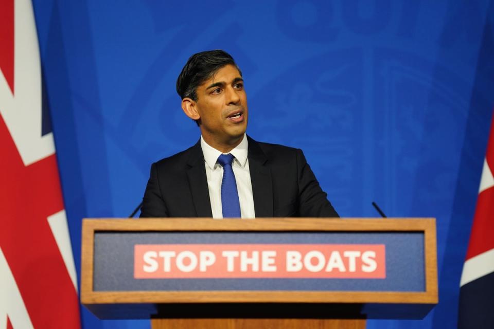 Prime Minister Rishi Sunak during a press conference in the Downing Street Briefing Room (PA) (PA Wire)