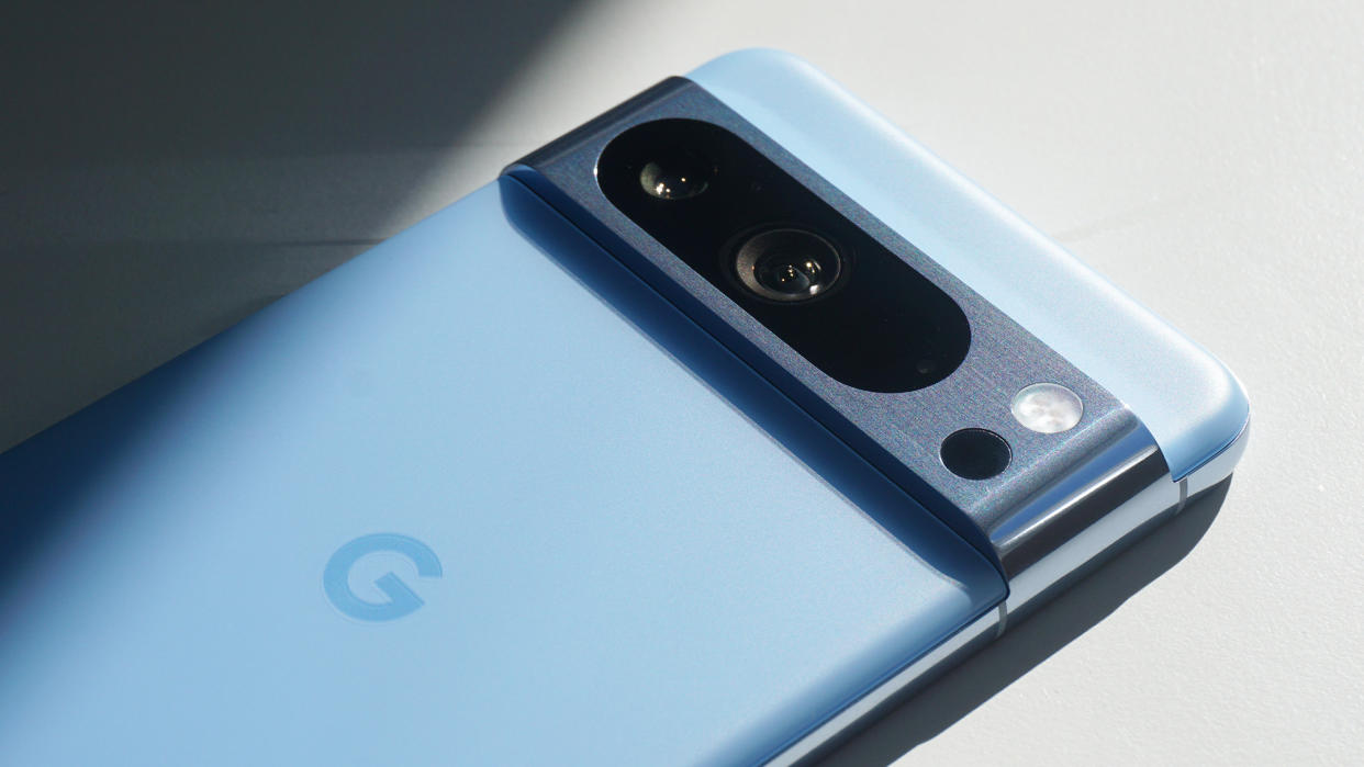  Google Pixel 8 Pro review camera angled BLTR. 