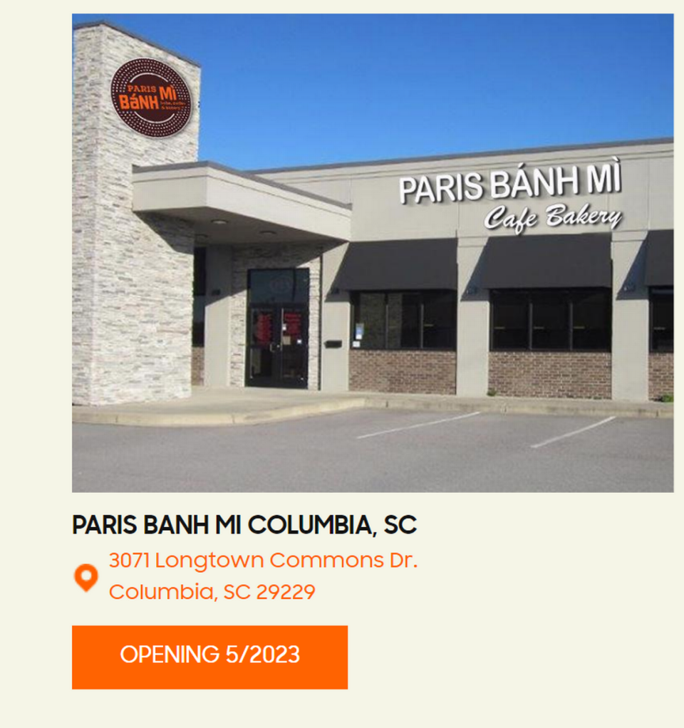 A Paris Banh Mi restaurant is being planned for 3071 Longtown Commons Drive in northeast Columbia.