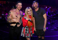 <p>Avril Lavigne hangs with Zack Merrick and Alex Gaskarth of All Time Low at the 2022 iHeartRadio ALTer EGO presented by Capital One at The Forum in Inglewood, California, on Jan. 15.</p>