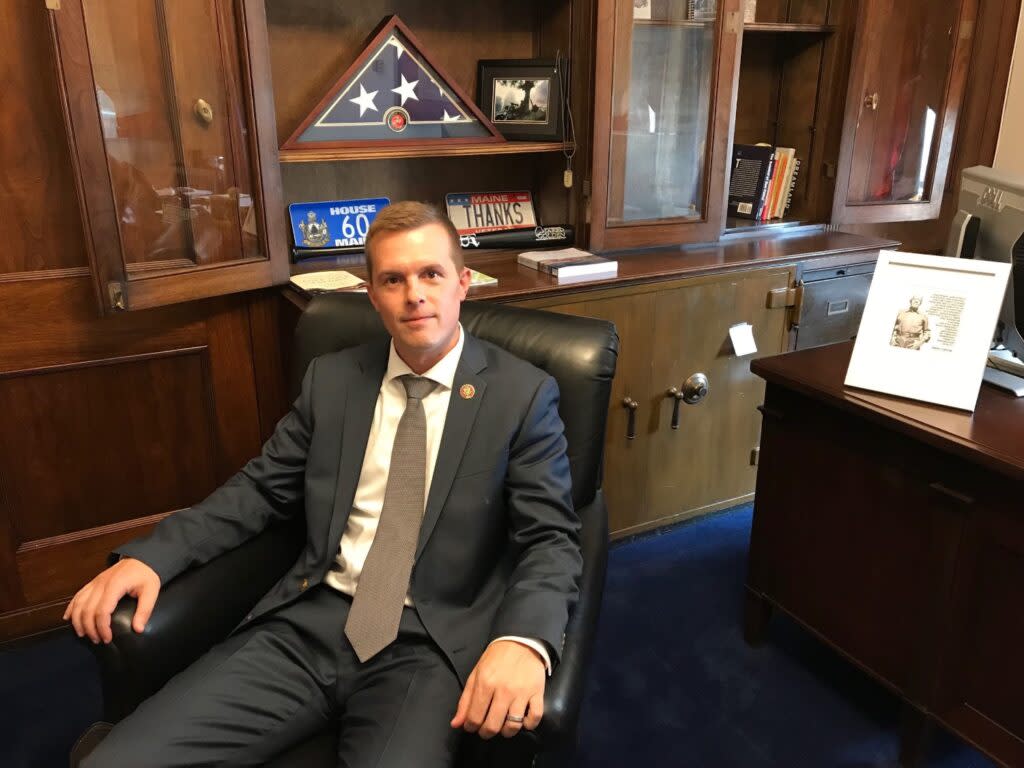 U.S. Rep. Jared Golden, a Democrat representing Maine's Second Congressional District, in his office.