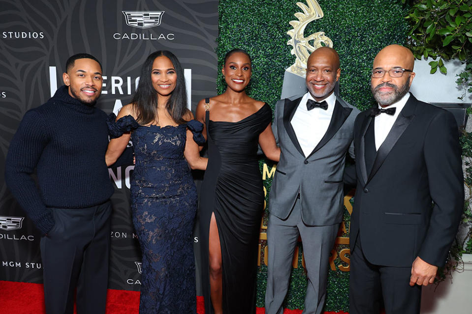 Kelvin Harrison Jr., Nicole Friday, Issa Rae, Jeff Friday and Jeffrey Wright