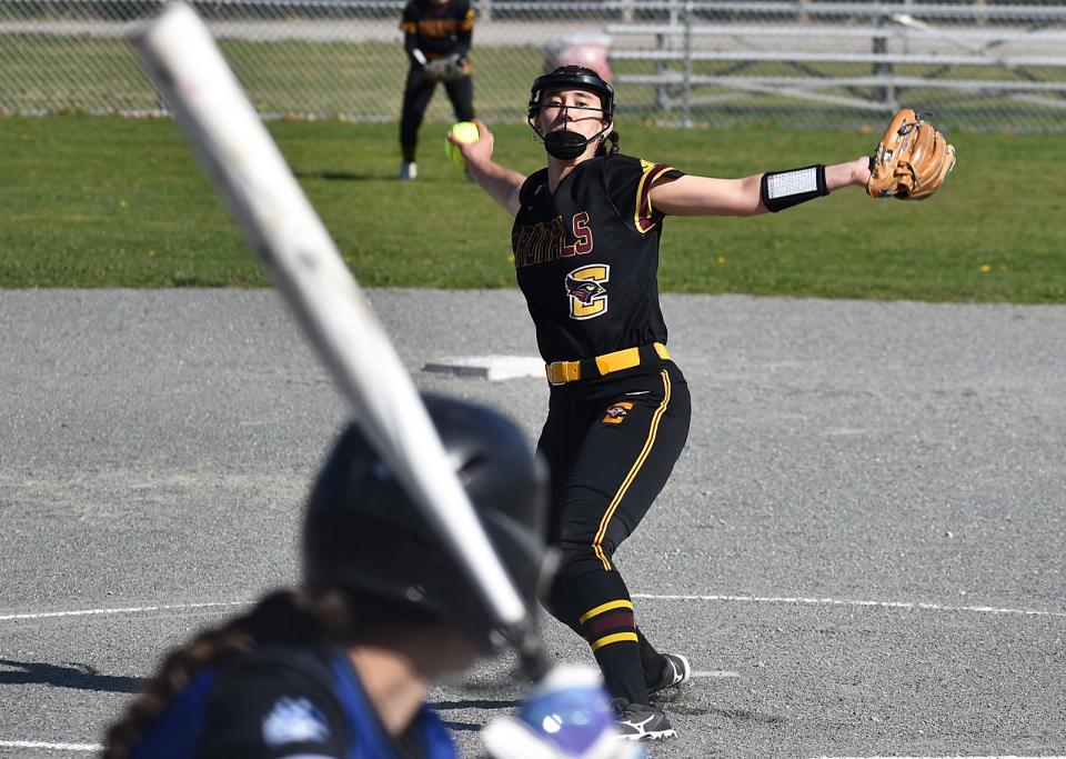 Case pitcher Meghan Pereira during Friday's game at Case April 26 2024.