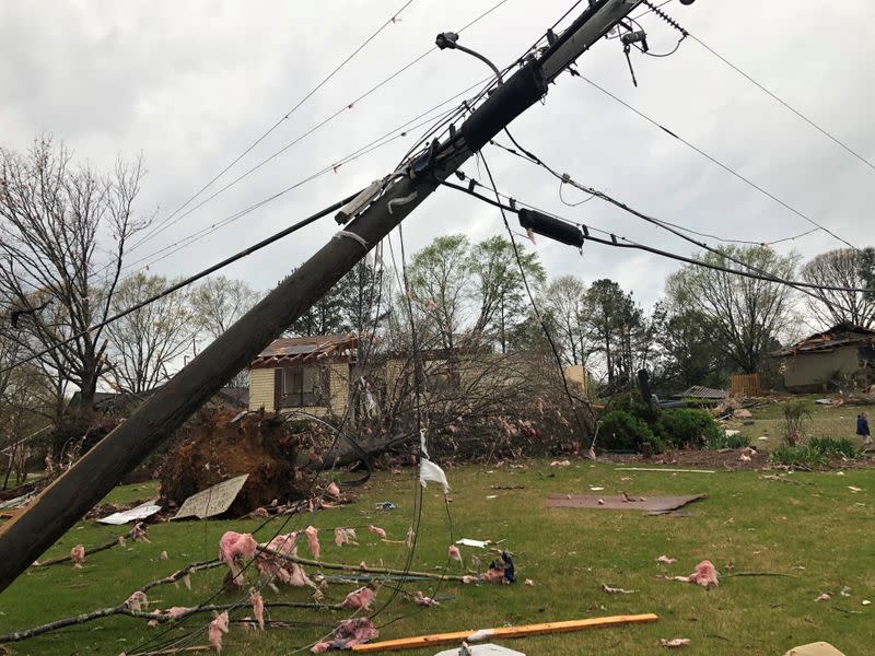 Damage is seen after tornadoes tore through Pelham