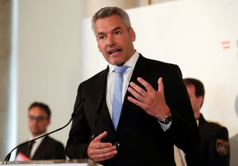 FILE PHOTO: Austrian Interior Minister Nehammer attends a news conference in Vienna