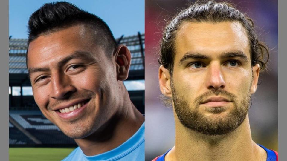 Roger Espinoza, left, and Graham Zusi are returning to Sporting KC this season. The club opens its 2022 MLS campaign on Feb. 27 at Atlanta.