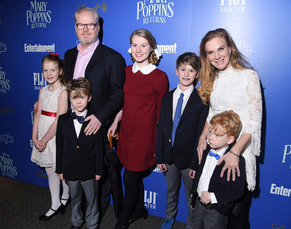 Jim Gaffigan, Jeannie Gaffigan, and family. (Stephen Lovekin / Variety via Getty Images)