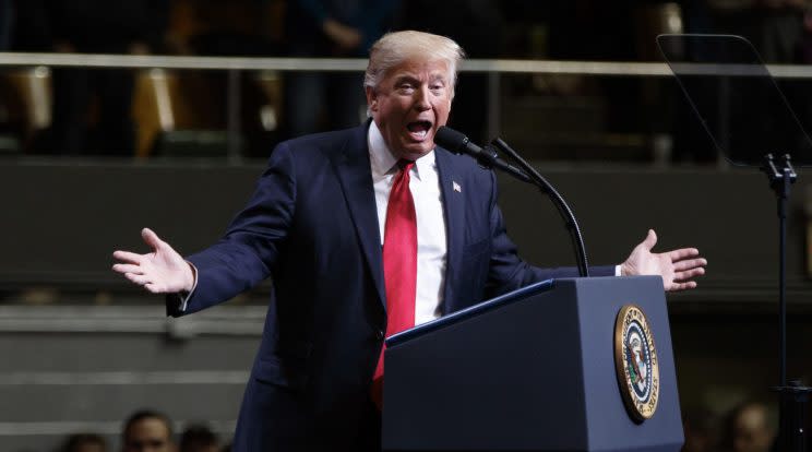 President Trump addresses a rally in Nashville, Tenn., on March 15, 2017. (AP Photo/Evan Vucci)