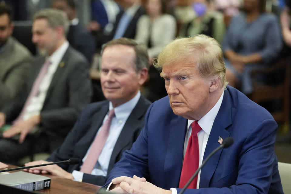 Former President Donald Trump sits in the courtroom before the start of closing arguments in his civil business fraud trial at New York Supreme Court, Thursday, Jan. 11, 2024, in New York. (AP Photo/Seth Wenig, Pool)