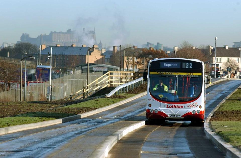 The City of Edinburgh Rapid Transport (CERT) guided busway project was the forerunner of the tram scheme - buses with guide-wheels running on segregated concrete tracks but able to run on normal roads as well. The route was going to run from the airport to the city centre, but only a short stretch was built in the west of the city - from South Gyle Access to Stenhouse - before it was abandoned. Named 