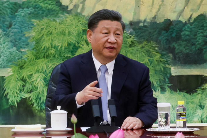 Chinese President Xi Jinping gestures as he meets with U.S. Secretary of State Antony Blinken (not pictured) in the Great Hall of the People in Beijing, China, June 19, 2023.  REUTERS/Leah Millis/Pool