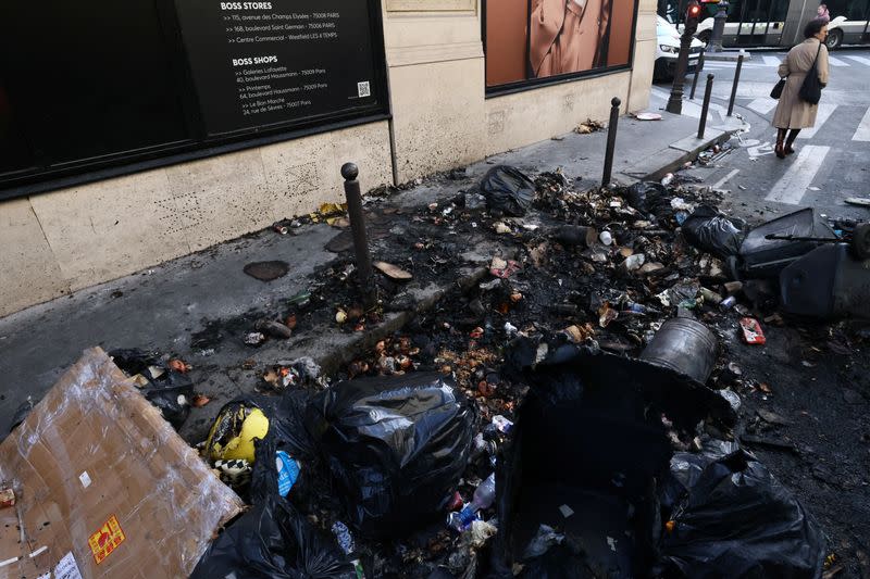 Damages in Paris streets following pension reform protests