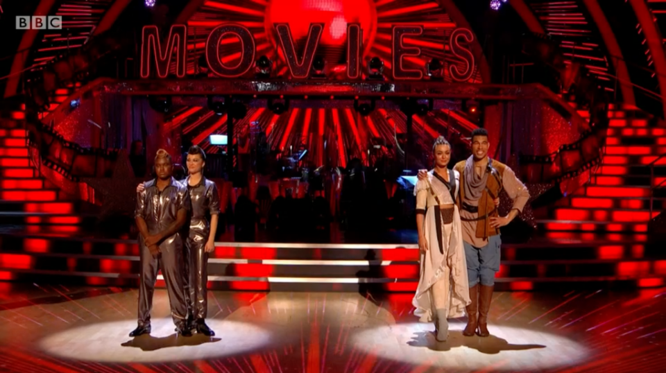 The couples face the dance-off during the (pre-recorded) results show (BBC)