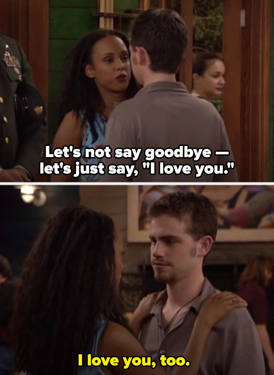 Angela and Shawn saying goodbye to each other in the second to last episode of "Boy Meets World"