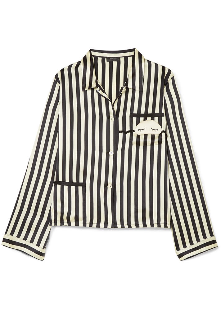 Ruthie Striped Silk-Charmeuse Pajama Top