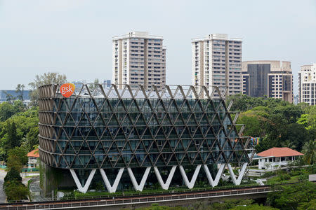 An aerial view of GlaxoSmithKline (GSK) Asia House is seen in Singapore, March 21, 2018. REUTERS/Loriene Perera