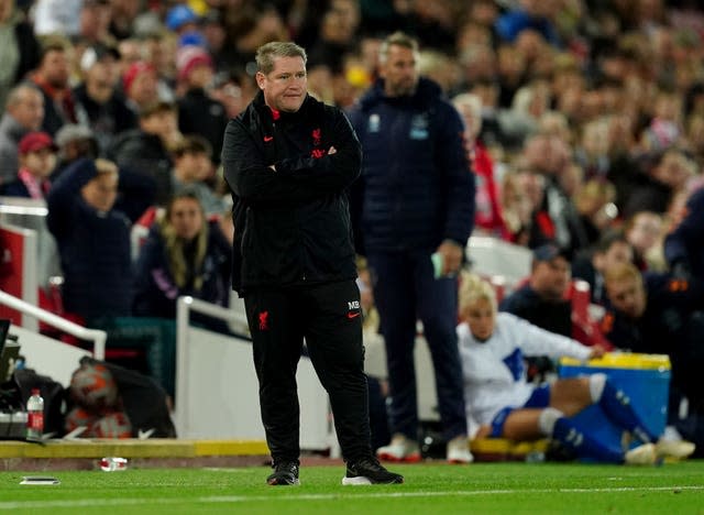 Liverpool boss Matt Beard during his side's 3-0 loss to Everton at Anfield (Martin Rickett/PA)