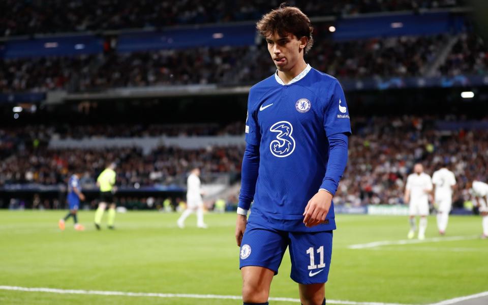 Joao Felix of Chelsea laments during the UEFA Champions League, Quarter Finals round 1, football match between Real Madrid and Chelsea FC at Santiago Bernabeu - Getty Images/Oscar J. Barroso