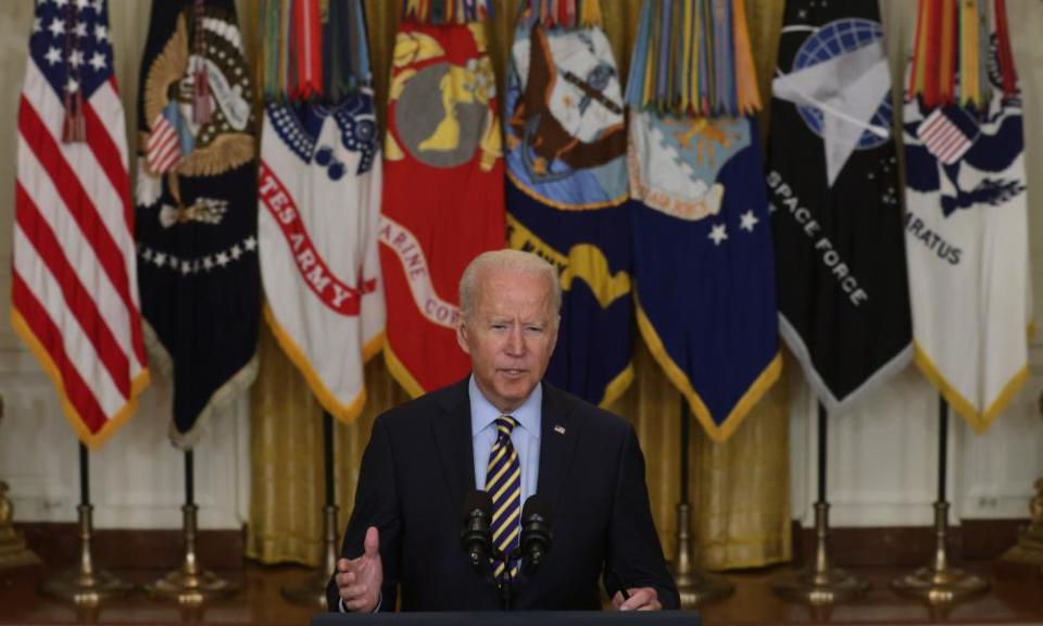 President Joe Biden briefs the press on military withdrawal from Afghanistan on 8 July