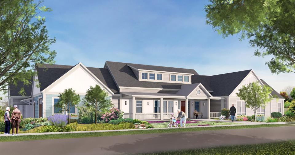 The proposed Navigator Homes of Martha's Vineyard project in Edgartown, shown in a rendering, would provide care for seniors and workforce housing for employees of Navigator Homes and Martha's Vineyard Hospital.